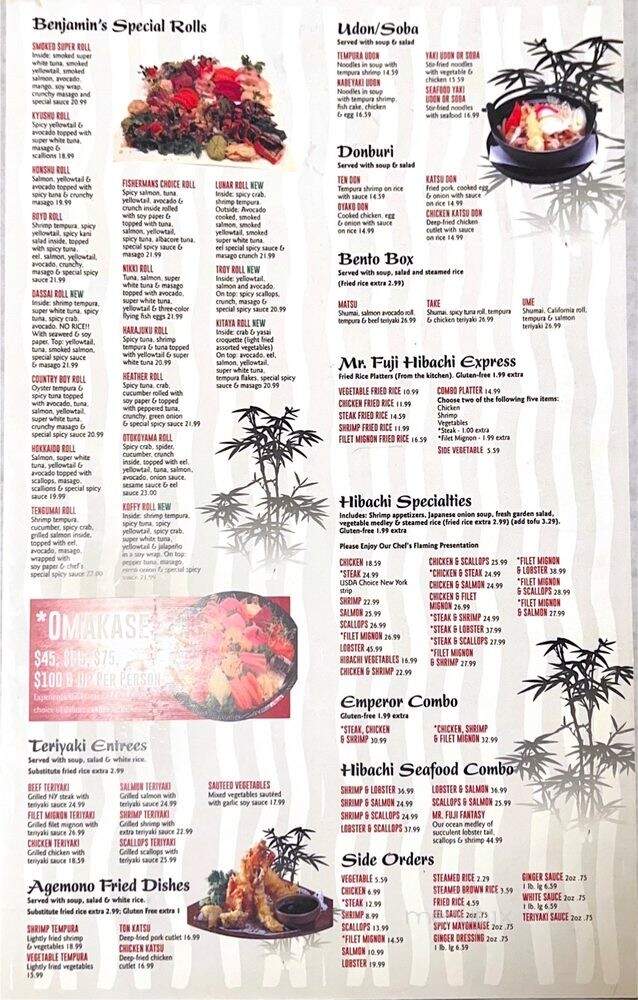 Mt Fuji Steakhouse & Sushi - Peachtree City, GA menu_pic