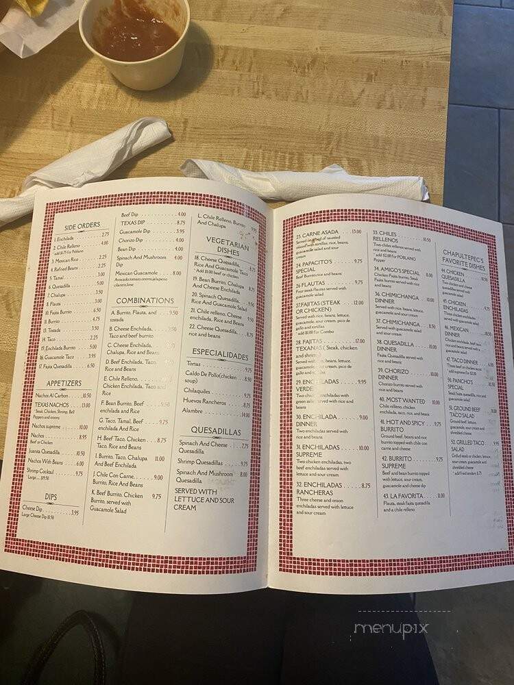 Chapultepec Mexican Restaurant - Senoia, GA menu_pic