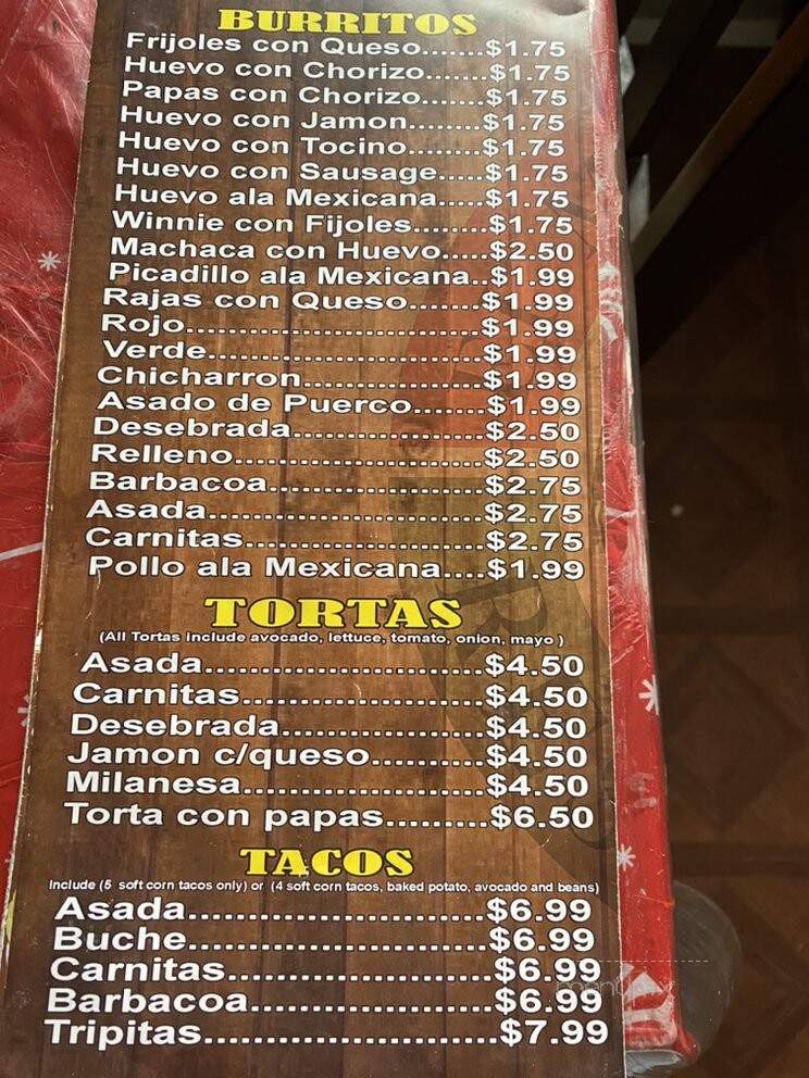 El Michoacano Restaurante - Forest Park, GA menu_pic