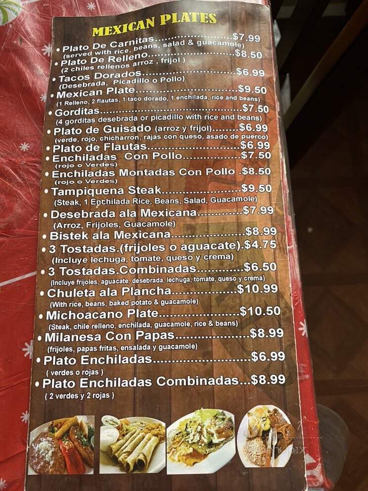 El Michoacano Restaurante - Forest Park, GA menu_pic