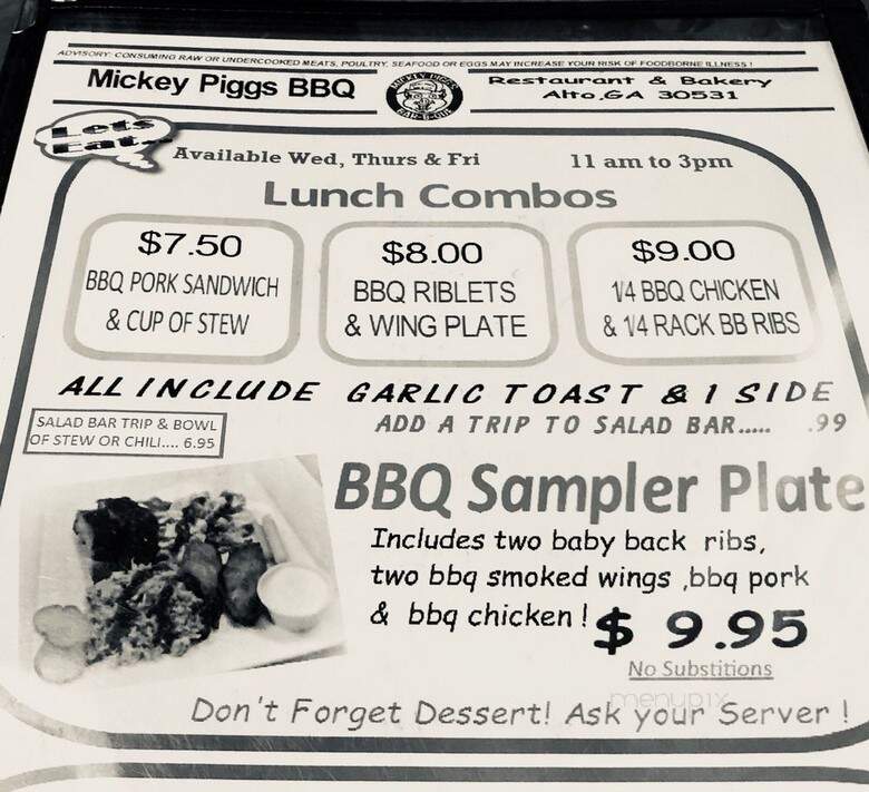 Mickey Pigg's BBQ - Alto, GA menu_pic