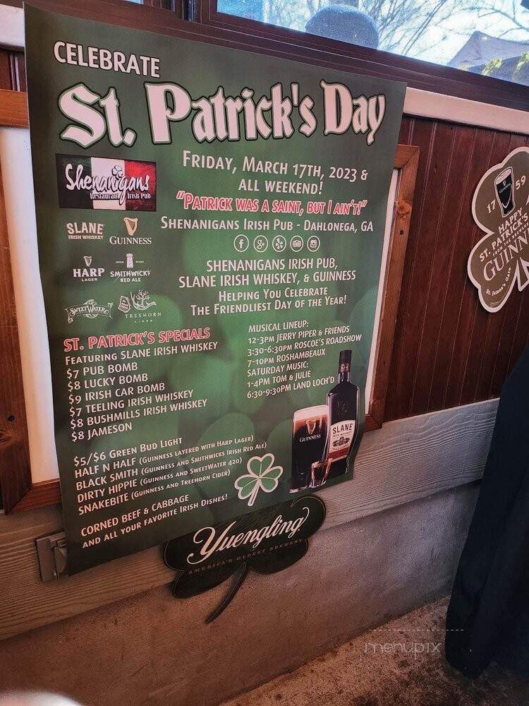 Shenanigan's - Dahlonega, GA menu_pic