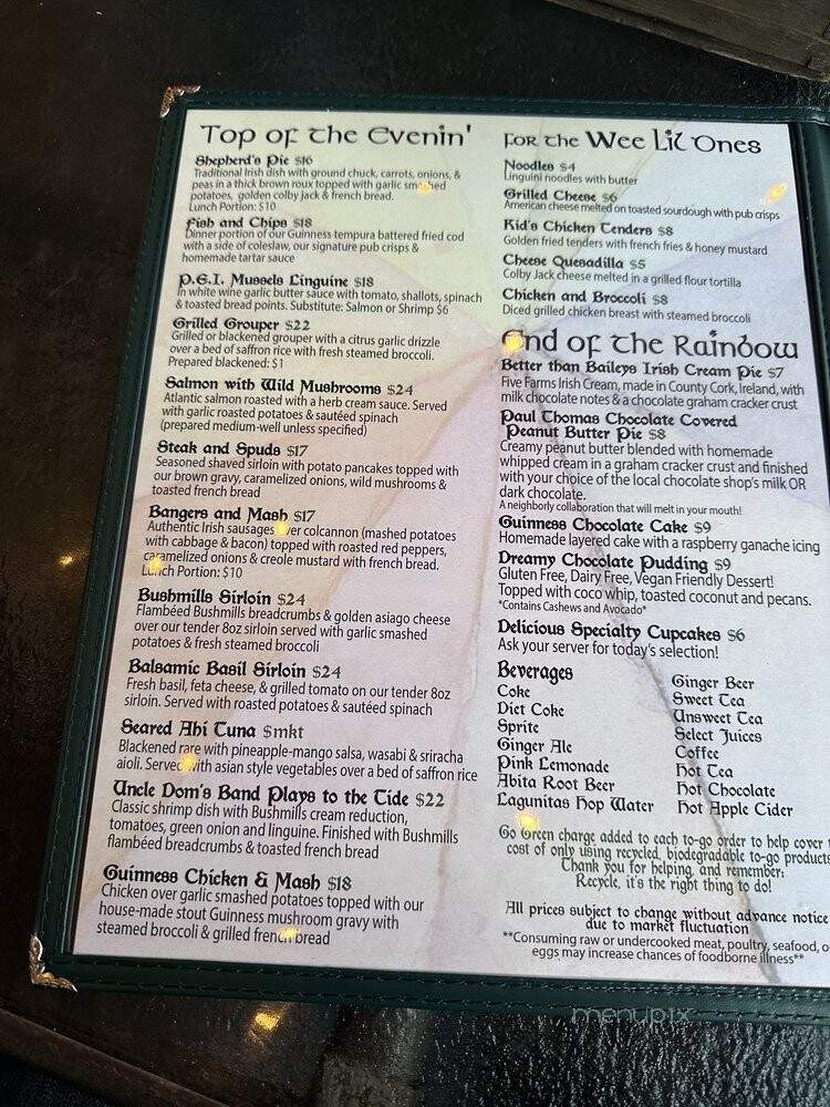 Shenanigan's - Dahlonega, GA menu_pic