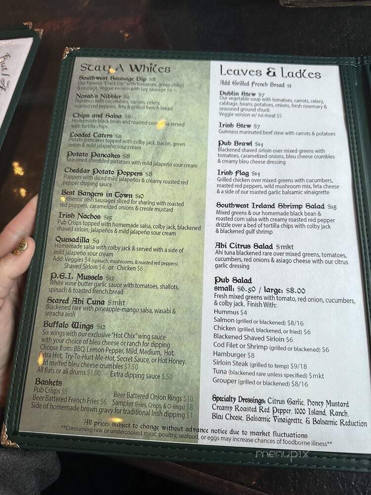 Shenanigan's - Dahlonega, GA menu_pic