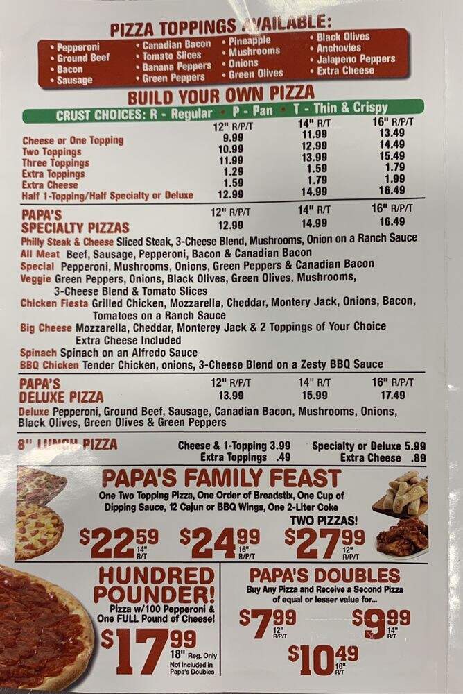 Papa's Pizza To Go - McCaysville, GA