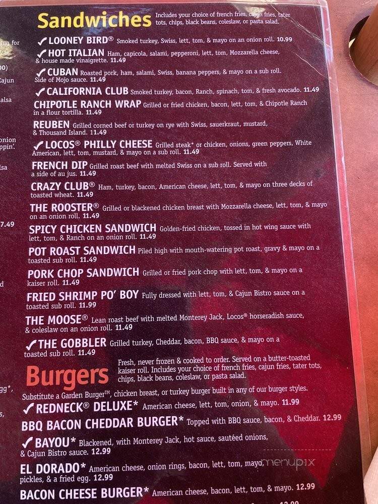 Locos Grill & Pub - Athens, GA menu_pic
