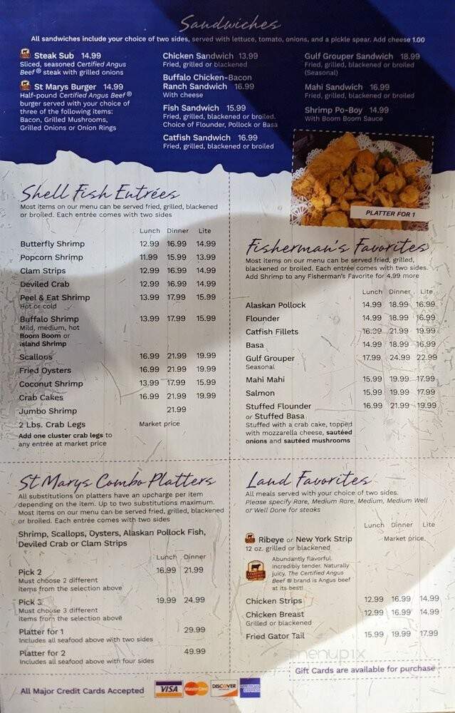 St Marys Seafood & Steakhouse - St Marys, GA menu_pic