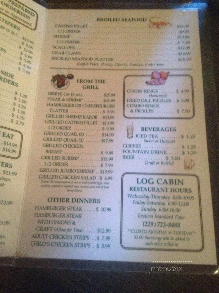 Log Cabin Restaurant - Blakely, GA menu_pic
