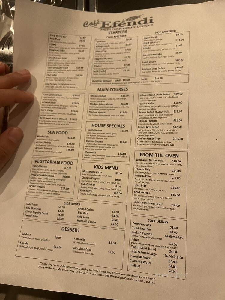 Cafe Efendi - Alpharetta, GA menu_pic
