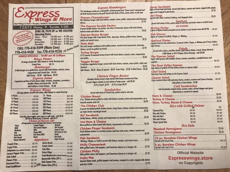 Express Wing & More - Alpharetta, GA menu_pic
