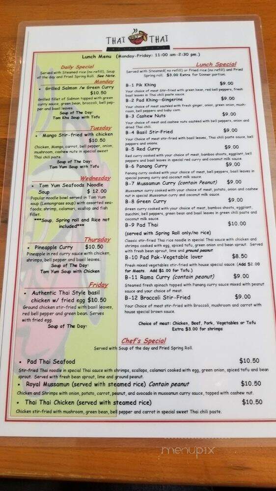 Thai Thai Take Restaurant - Alpharetta, GA menu_pic