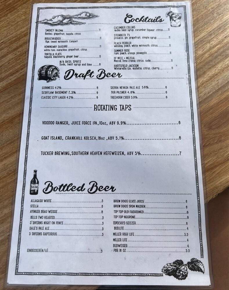Steinbecks Restaurant - Decatur, GA menu_pic