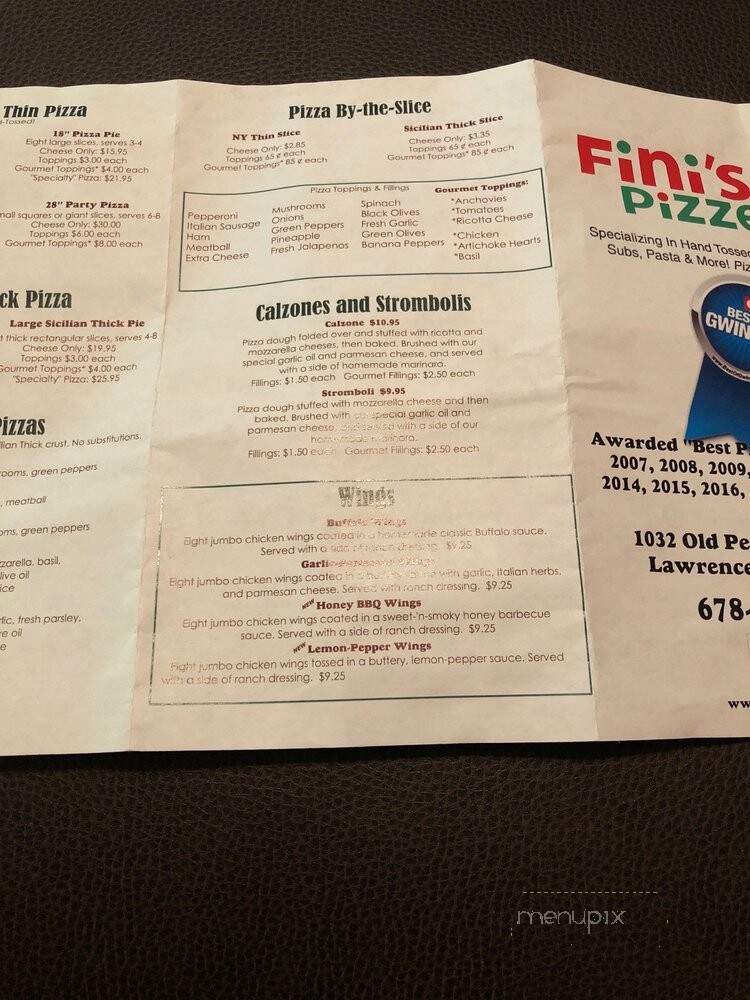 Finis Pizzeria - Lawrenceville, GA menu_pic