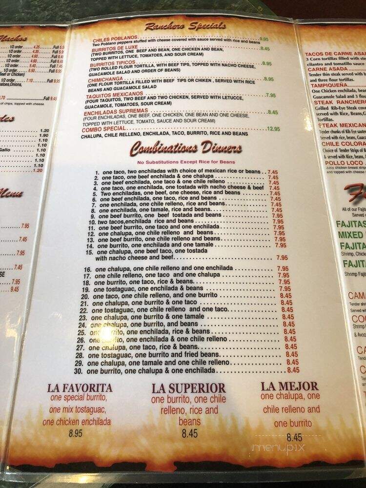 El Ranchero Mexican Restaurant - Marietta, GA menu_pic