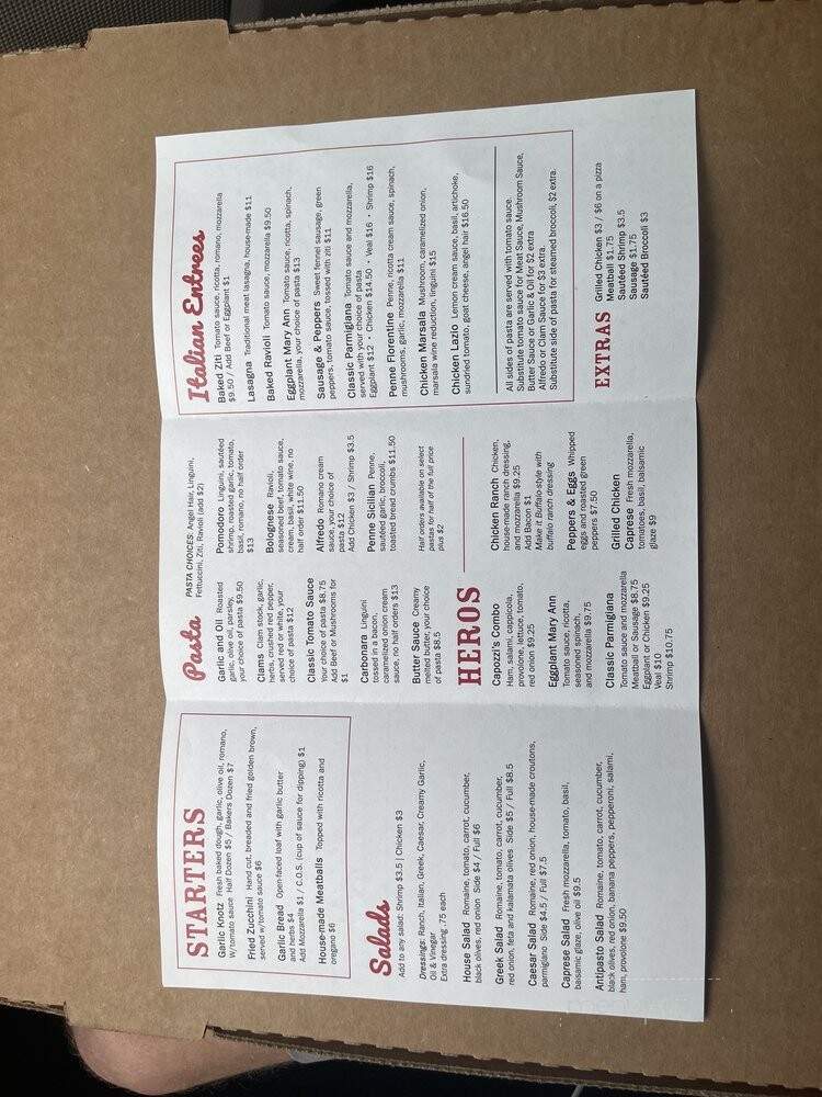 Capozzi's New York Pizza - Marietta, GA menu_pic