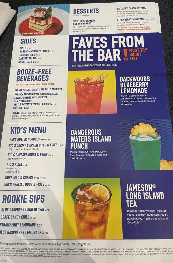 Dave & Buster's - Marietta, GA menu_pic