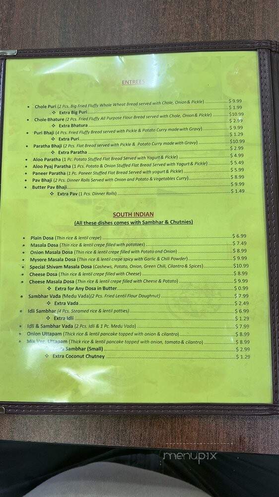 Shivan Chaat Corner - Marietta, GA menu_pic