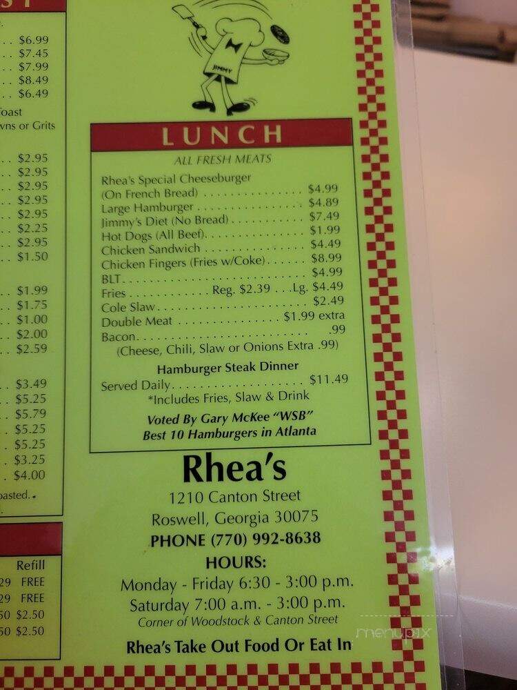 Rhea's Take Out Foods - Roswell, GA menu_pic