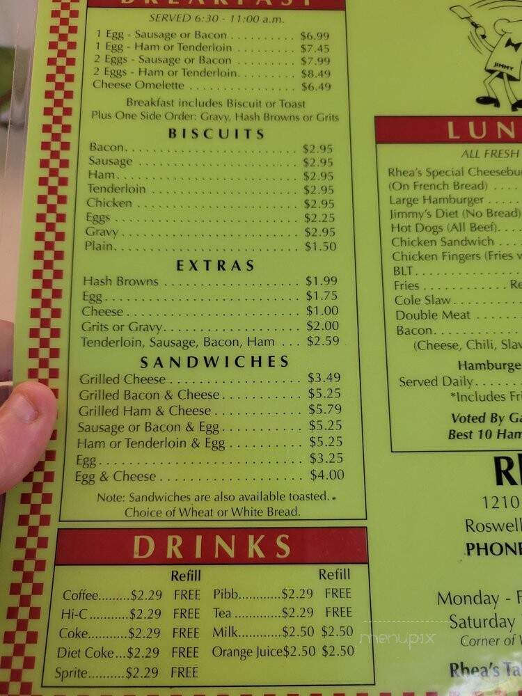 Rhea's Take Out Foods - Roswell, GA menu_pic