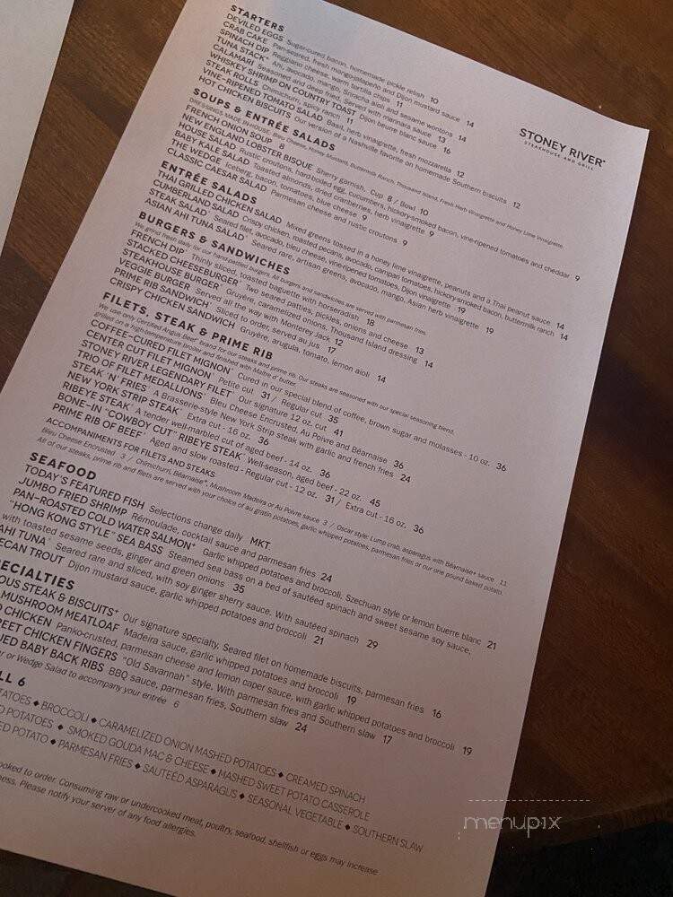 Stoney River Legendary Steaks - Roswell, GA menu_pic