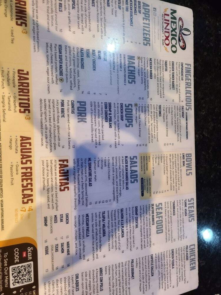 Mexico Lindo - Smyrna, GA menu_pic