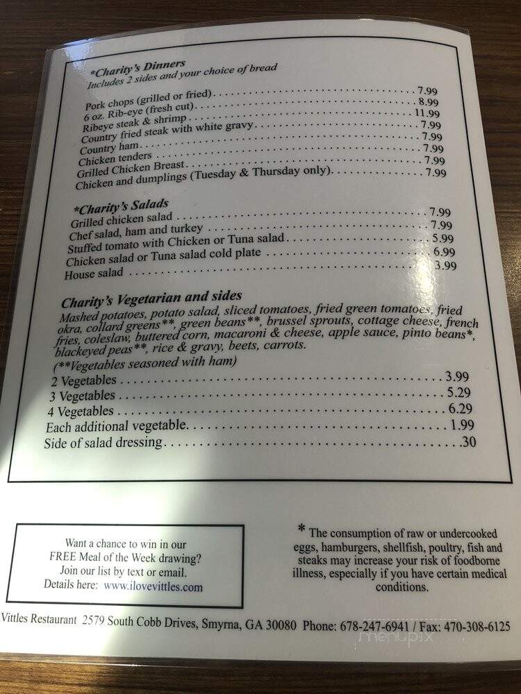 Vittle's Restaurant - Smyrna, GA menu_pic