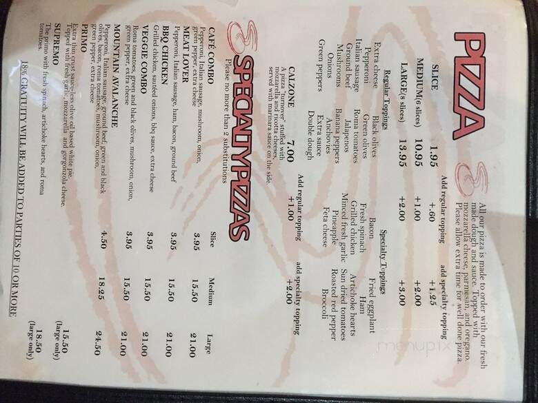 Stone Mountain Pizza Cafe - Stone Mountain, GA menu_pic