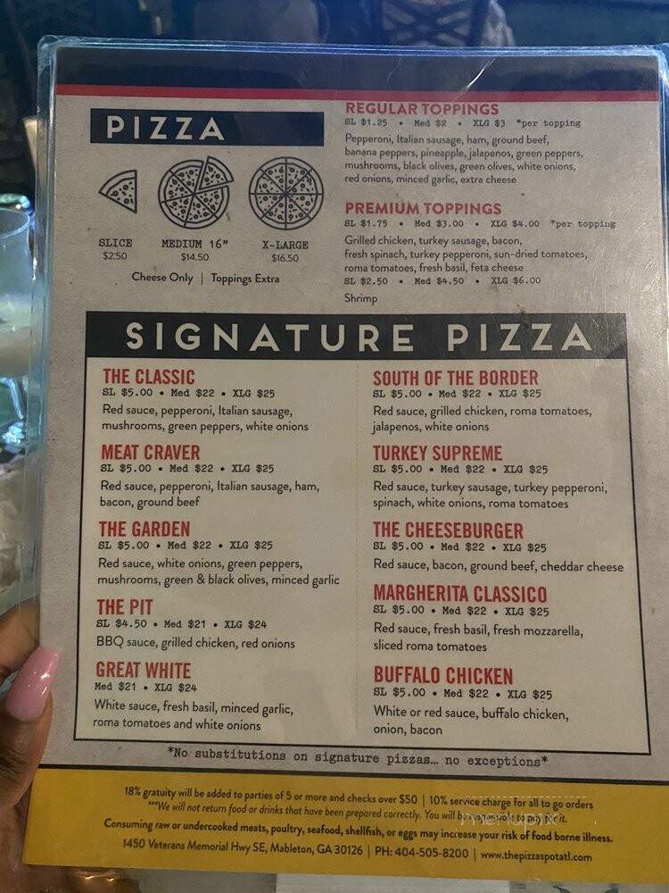 Pizza Bar - Mableton, GA menu_pic