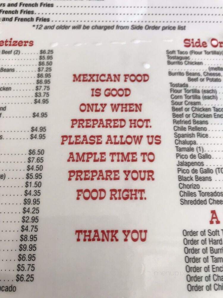 El Nopalito Mexican Restaurant - Kennesaw, GA menu_pic