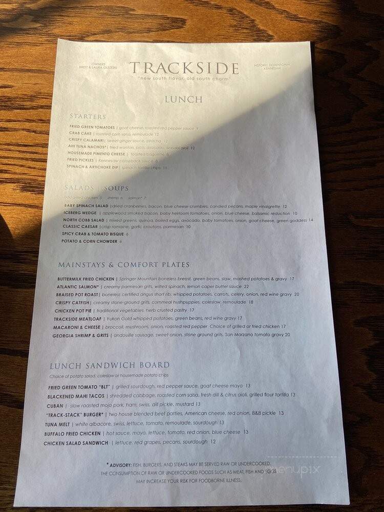 Trackside Grill - Kennesaw, GA menu_pic