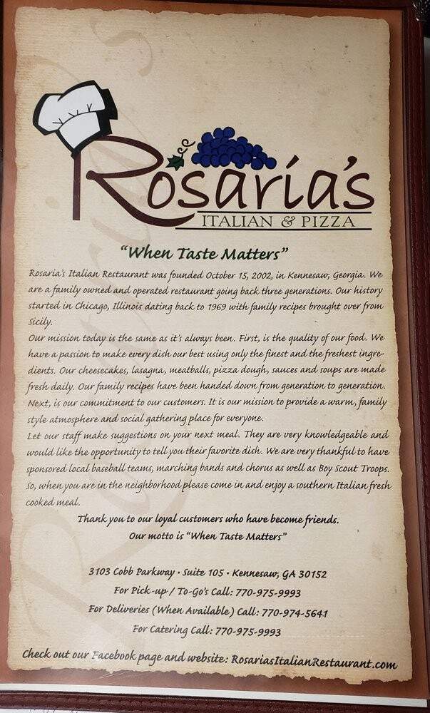 Rosaria's Italian & Pizza - Kennesaw, GA