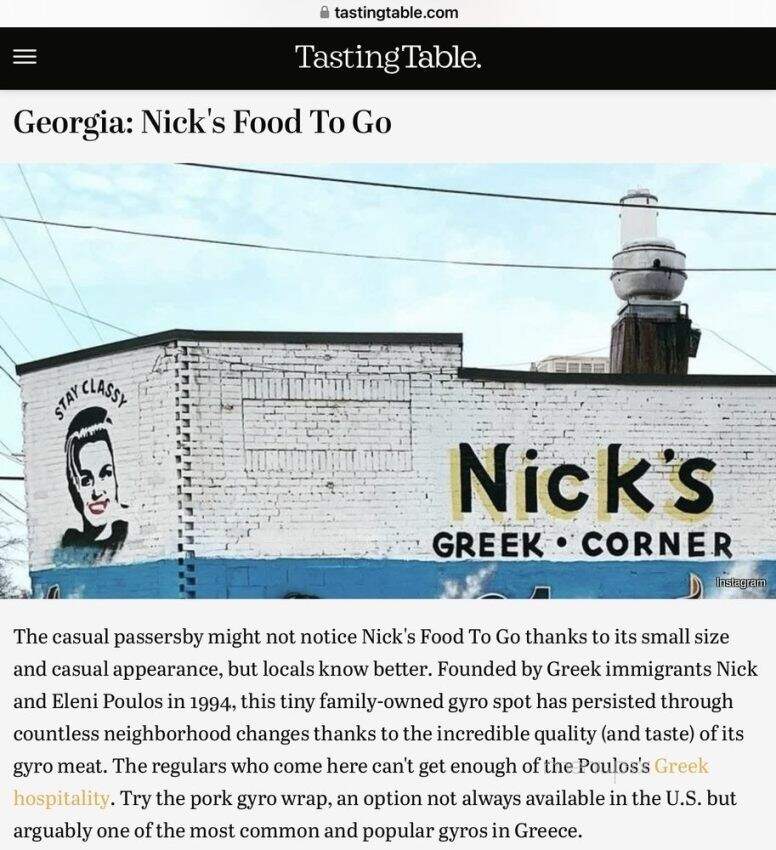 Nick's Food To Go - Atlanta, GA
