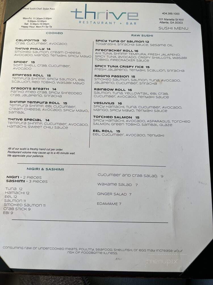 Thrive - Atlanta, GA menu_pic