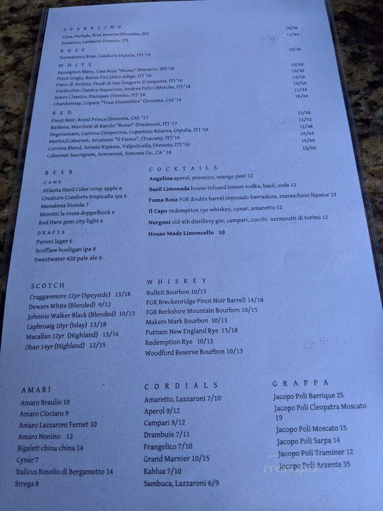 La Tavola Trattoria - Atlanta, GA menu_pic