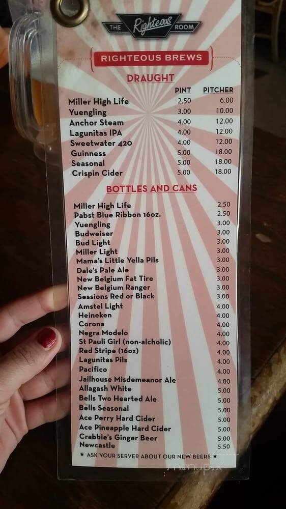 Righteous Room - Atlanta, GA menu_pic