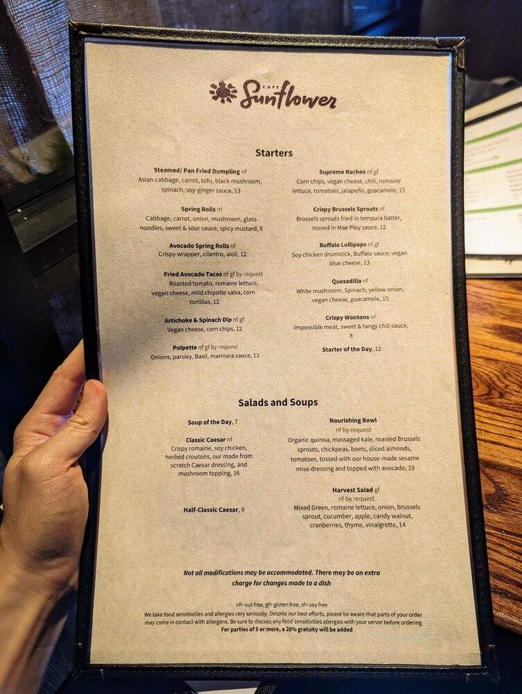 Cafe Sunflower - Atlanta, GA menu_pic