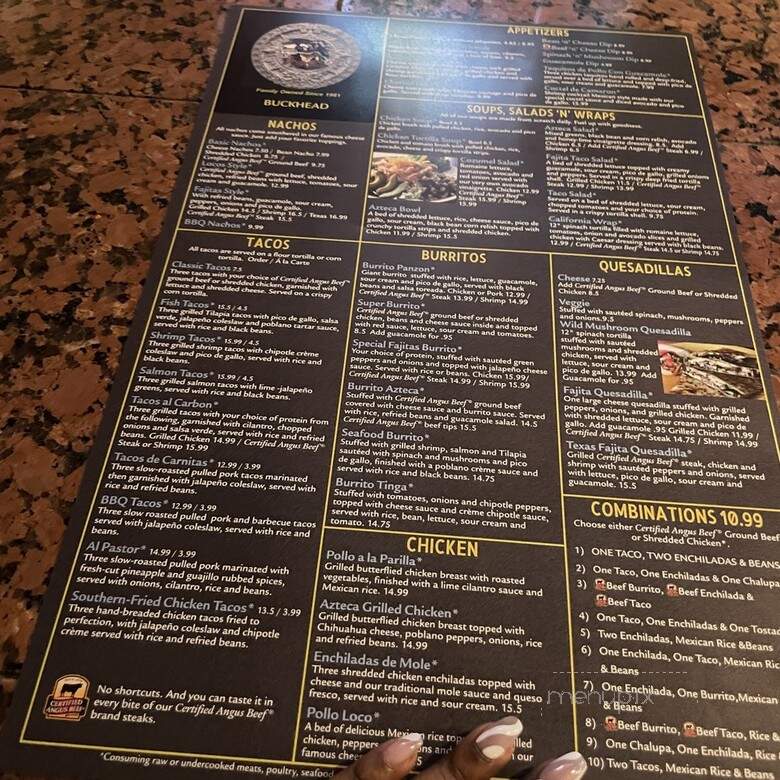 El Azteca Mexican Restaurant III - Atlanta, GA menu_pic