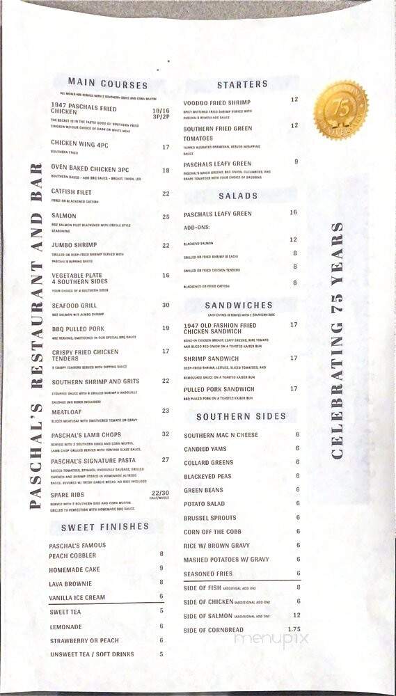 Paschals Restaurant - Atlanta, GA menu_pic