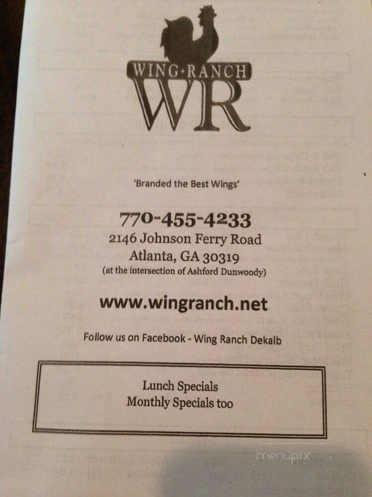 Wing Ranch - Atlanta, GA menu_pic