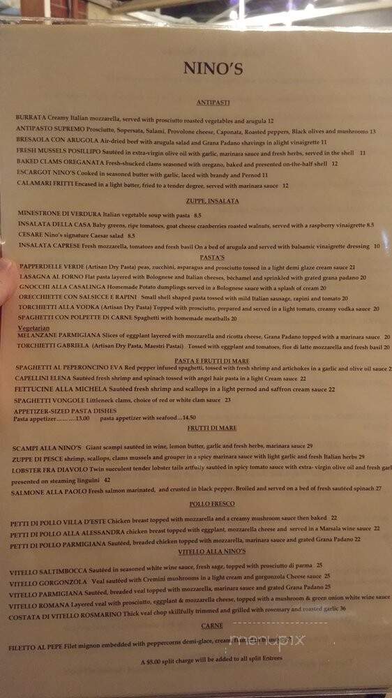 Nino's Italian Restaurant - Atlanta, GA menu_pic