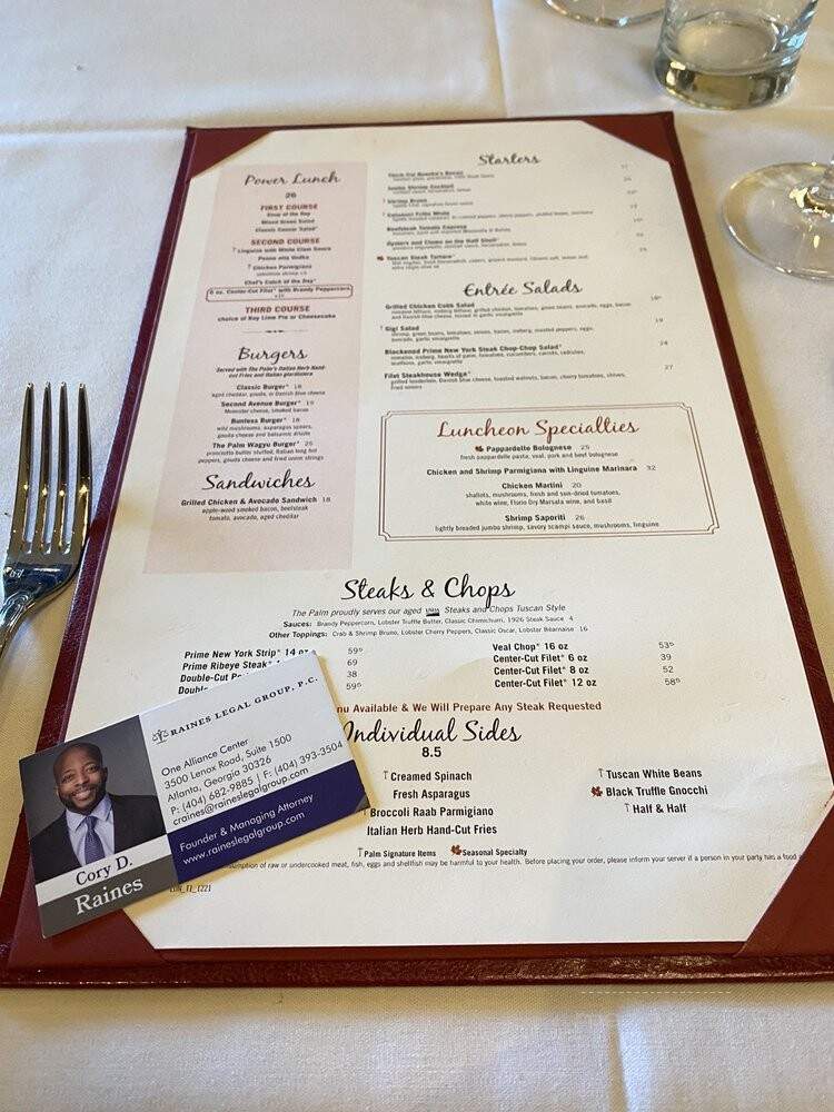 Palm Restaurant - Atlanta, GA menu_pic