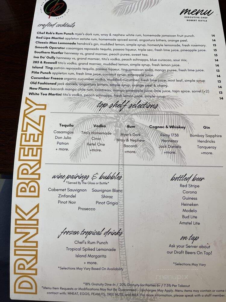 Chef Rob's Caribean Cafe - Atlanta, GA menu_pic