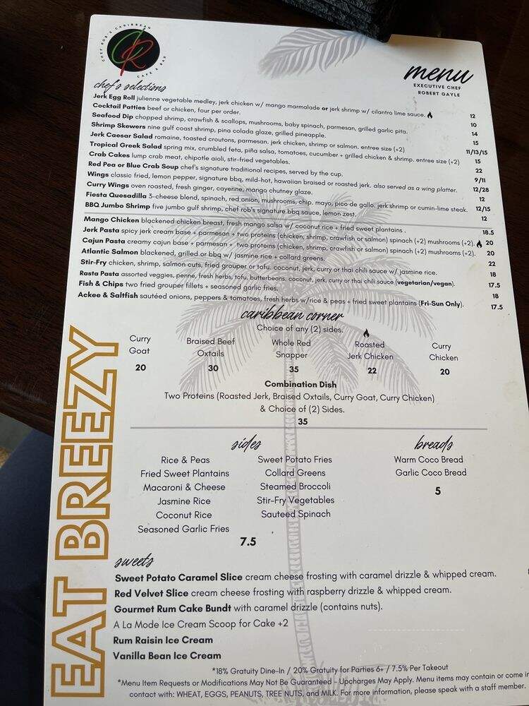 Chef Rob's Caribean Cafe - Atlanta, GA menu_pic