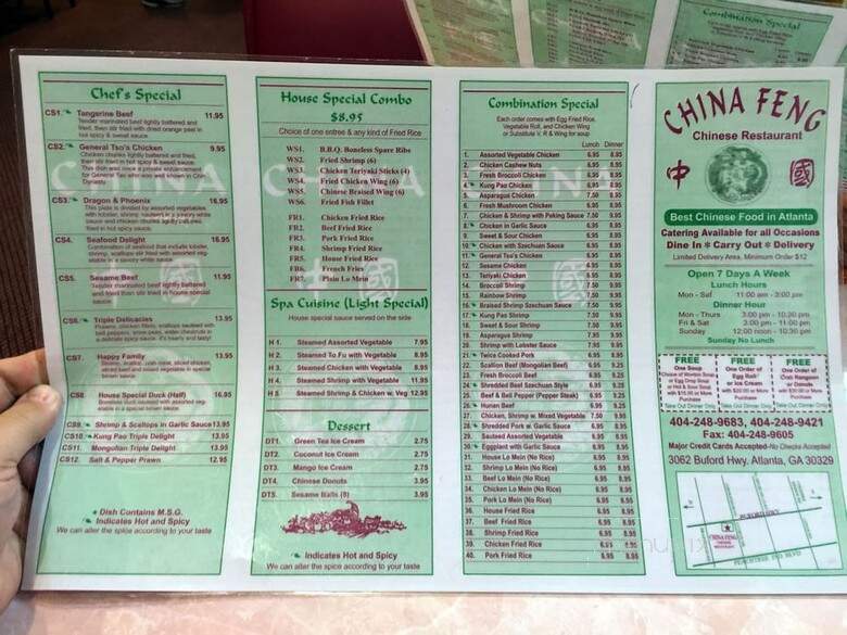 China Feng - Atlanta, GA menu_pic