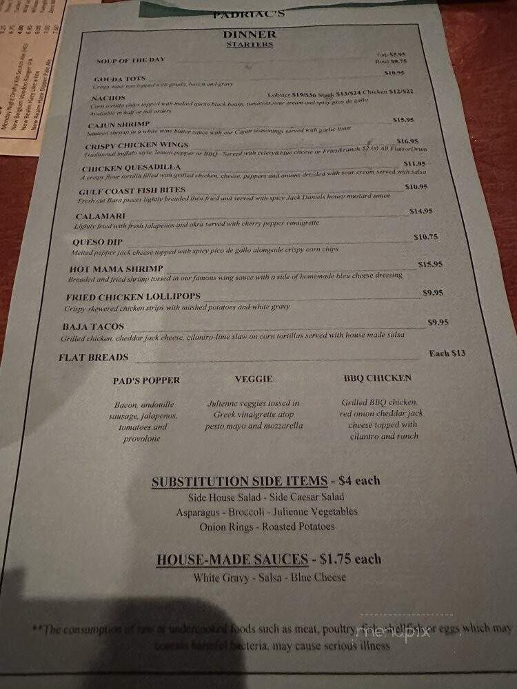 Padriac's - Atlanta, GA menu_pic
