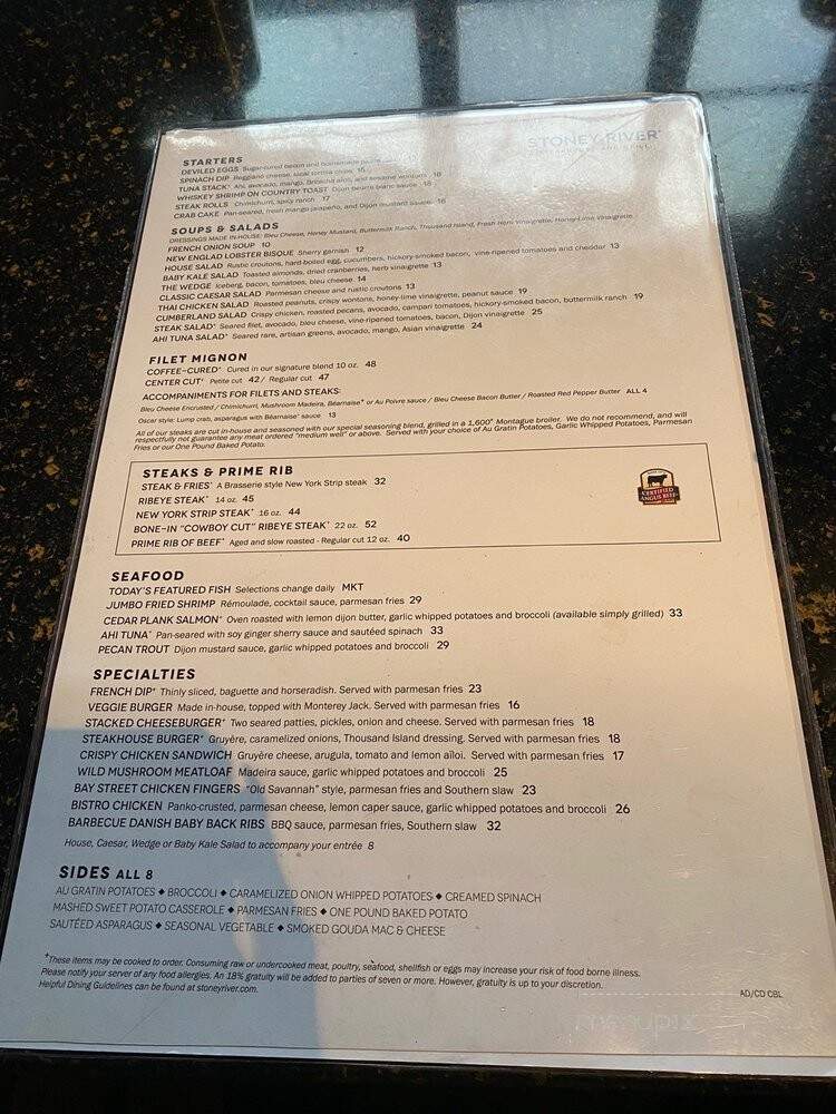 Stoney River Restaurant - Atlanta, GA menu_pic