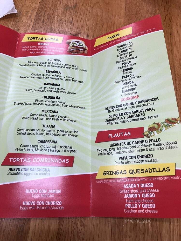 Las Tortas Locas - Chamblee, GA menu_pic