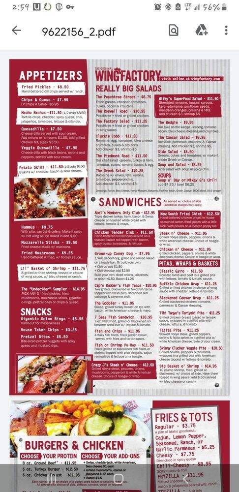 Wing Factory - Atlanta, GA menu_pic
