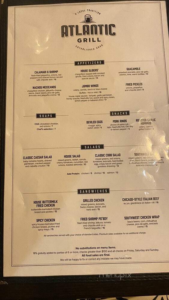 Atlantic Grill - Atlanta, GA menu_pic