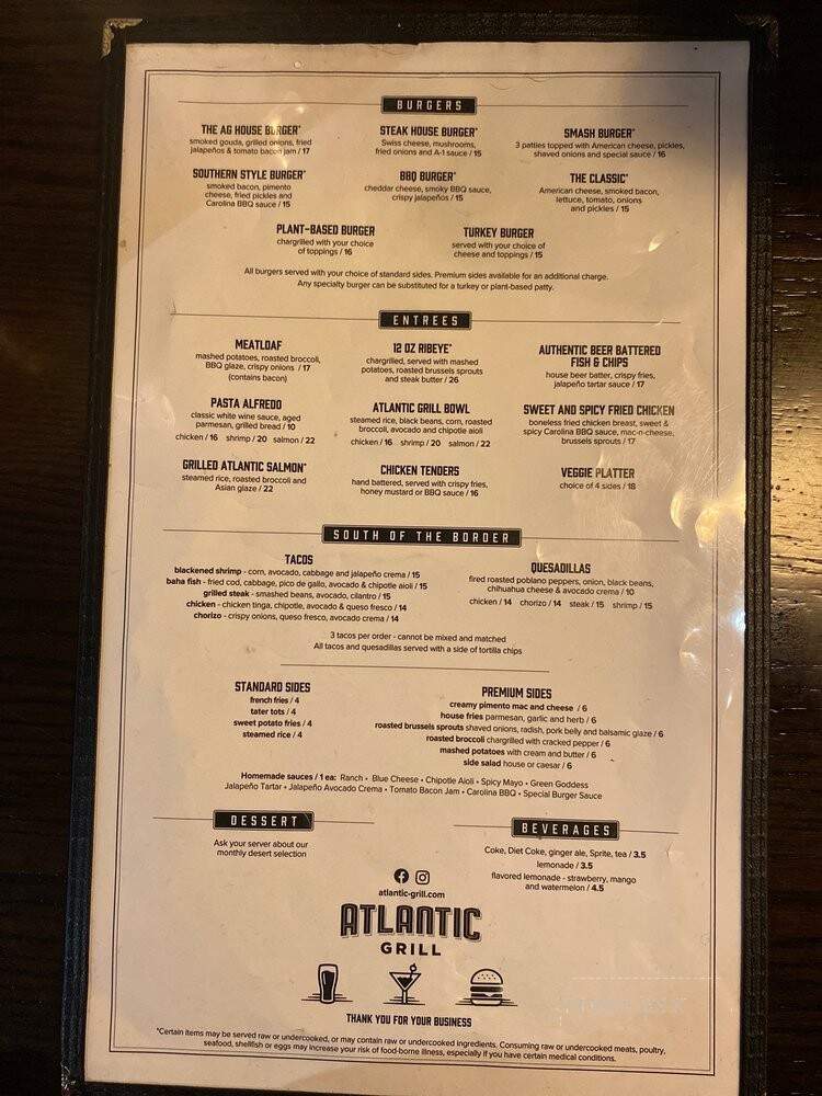 Atlantic Grill - Atlanta, GA menu_pic